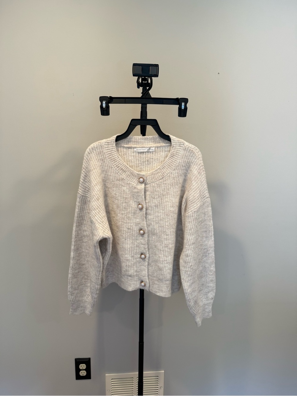 Altar'd State Cream WoolBlend Ribbed Pearl-Button Cardigan - Picture 4 of 7